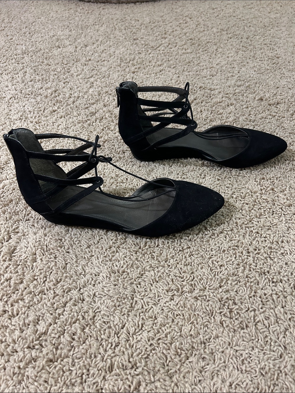 Kenneth Cole Reaction Black Pointed Toe Strappy Flats
